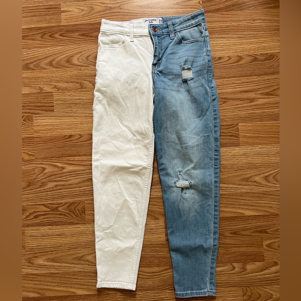 Girls Abercrombie Two Toned Mini Mom Jeans